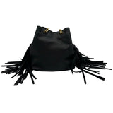 サンローラン SAINT LAURENT フリンジ付チェーンショルダー 434594 ブラック ゴールド金具 レザー/スエード レディース ショルダーバッグ