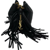 サンローラン SAINT LAURENT フリンジ付チェーンショルダー 434594 ブラック ゴールド金具 レザー/スエード レディース ショルダーバッグ