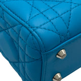 クリスチャン・ディオール Christian Dior レディディオールミニ ブルー シルバー金具 ラムスキン レディース ショルダーバッグ