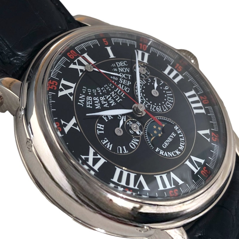 フランク・ミュラー FRANCK MULLER パーペチュアルカレンダー レトログラード クロノグラフ 7008 CC QP E I ブラック K18ホワイトゴールド K18WG メンズ 腕時計