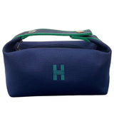 エルメス HERMES ブリッドアブラックPM ネイビー・グリーン トワル レディース ポーチ