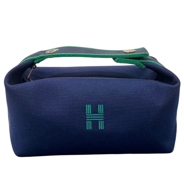 エルメス HERMES ブリッドアブラックPM ネイビー・グリーン トワル レディース ポーチ