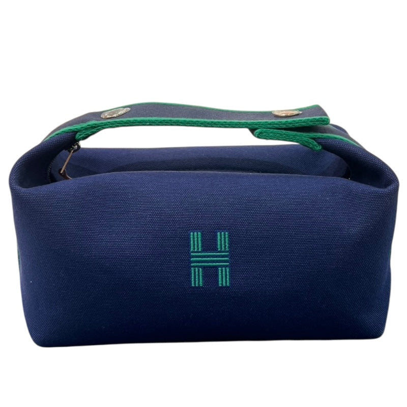 エルメス HERMES ブリッドアブラックPM ネイビー・グリーン トワル レディース ポーチ