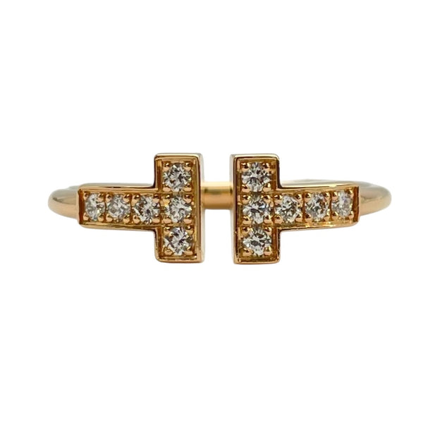 ティファニー TIFFANY＆CO Tワイヤーダイヤリング K18PG ジュエリー
