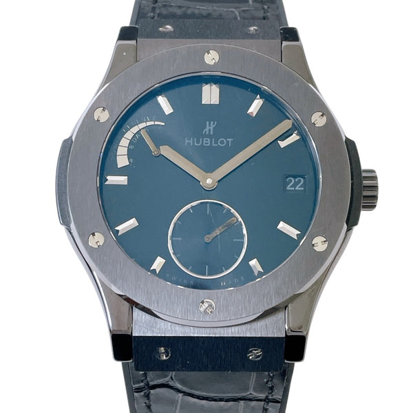ウブロ HUBLOT クラシック・フュージョン パワーリザーブ8デイズ オールブラック 516.CM.1440.LR チタン×セラミック 手巻き メンズ 腕時計