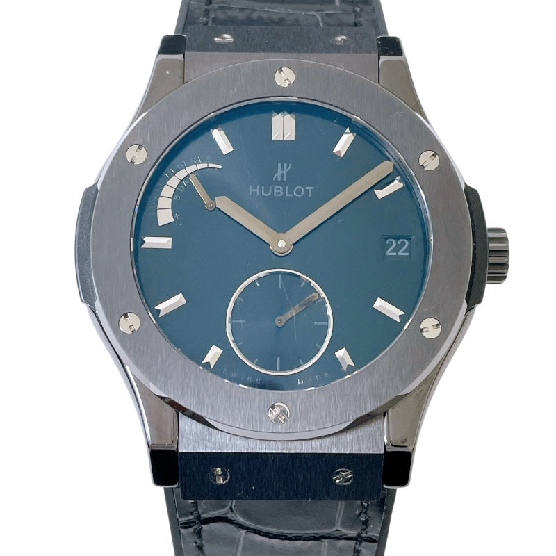 ウブロ HUBLOT クラシック・フュージョン パワーリザーブ8デイズ オールブラック 516.CM.1440.LR チタン×セラミック 手巻き メンズ 腕時計