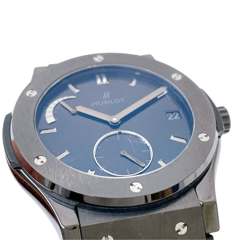 ウブロ HUBLOT クラシック・フュージョン パワーリザーブ8デイズ オールブラック 516.CM.1440.LR チタン×セラミック 手巻き メンズ 腕時計