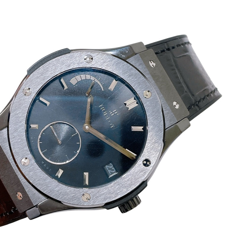 ウブロ HUBLOT クラシック・フュージョン パワーリザーブ8デイズ オールブラック 516.CM.1440.LR チタン×セラミック 手巻き メンズ 腕時計