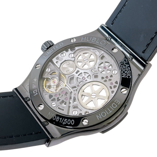 ウブロ HUBLOT クラシック・フュージョン パワーリザーブ8デイズ オールブラック 516.CM.1440.LR チタン×セラミック 手巻き メンズ 腕時計