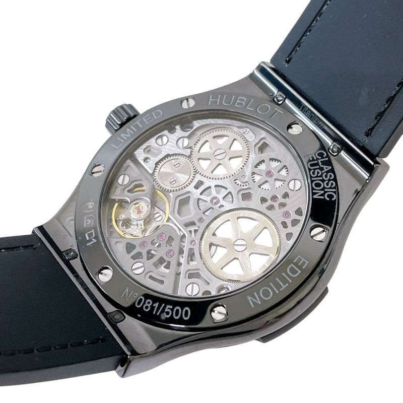 ウブロ HUBLOT クラシック・フュージョン パワーリザーブ8デイズ オールブラック 516.CM.1440.LR チタン×セラミック 手巻き メンズ 腕時計