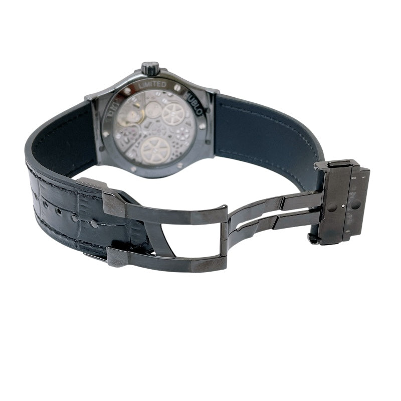 ウブロ HUBLOT クラシック・フュージョン パワーリザーブ8デイズ オールブラック 516.CM.1440.LR チタン×セラミック 手巻き メンズ 腕時計