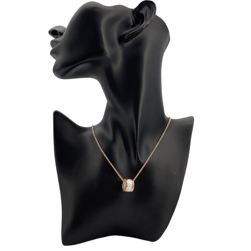 ブルガリ BVLGARI ビーゼロワンネックレス ピンクゴールド Au750/ホワイトセラミック ジュエリー