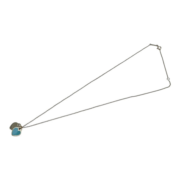 ティファニー TIFFANY＆CO リターントゥ ミニダブル ハートタグ ネックレス イエローゴールド Au750 ブルーエナメル ジュエリー