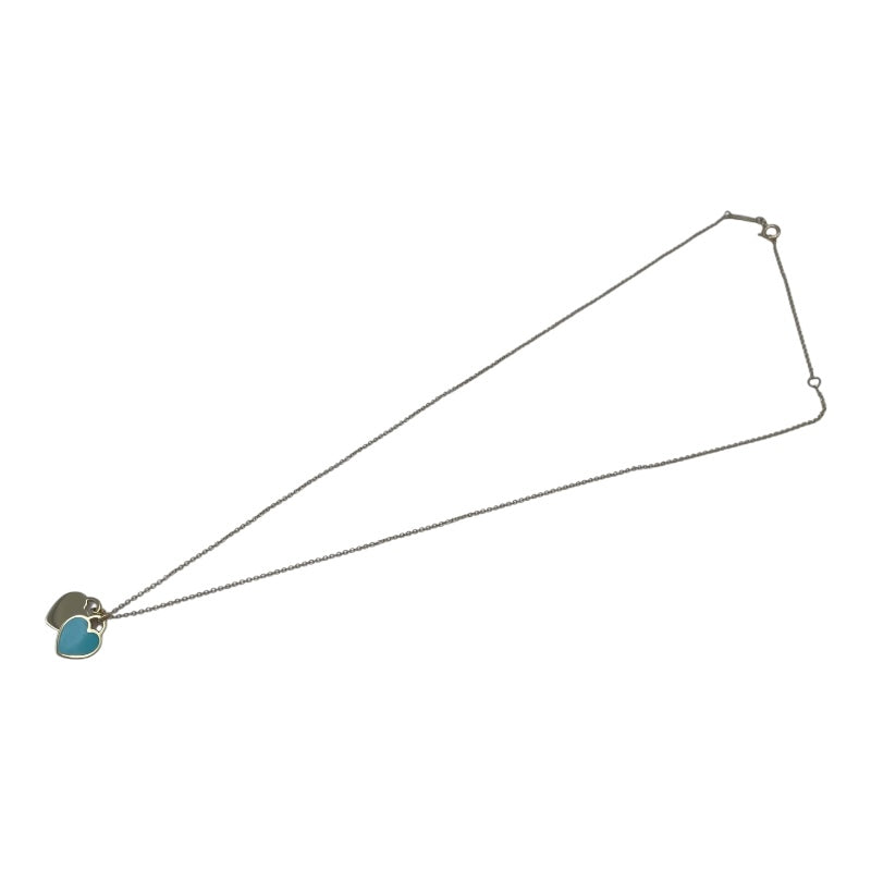 ティファニー TIFFANY＆CO リターントゥ ミニダブル ハートタグ ネックレス イエローゴールド Au750 ブルーエナメル ジュエリー