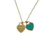 ティファニー TIFFANY＆CO リターントゥ ミニダブル ハートタグ ネックレス イエローゴールド Au750 ブルーエナメル ジュエリー