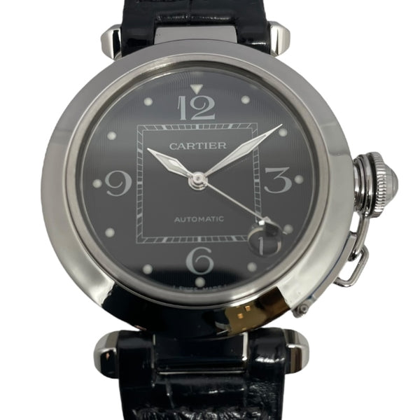 カルティエ Cartier パシャC W3106099 ブラック SS/革ベルト 自動巻き メンズ 腕時計