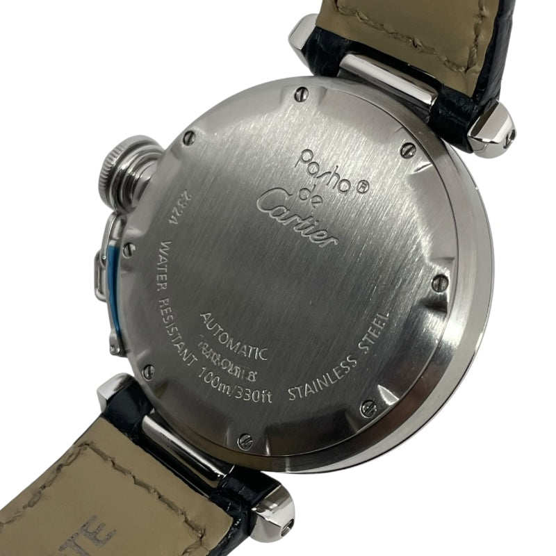 カルティエ Cartier パシャC W3106099 ブラック SS/革ベルト 自動巻き メンズ 腕時計