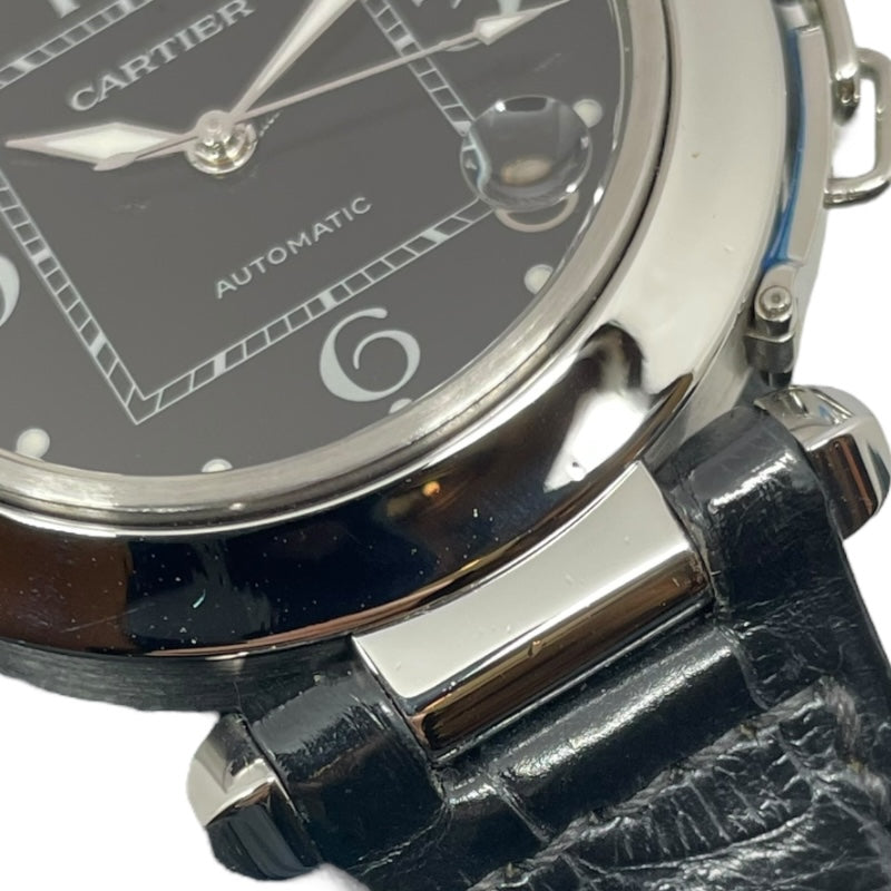 カルティエ Cartier パシャC W3106099 ブラック SS/革ベルト 自動巻き メンズ 腕時計