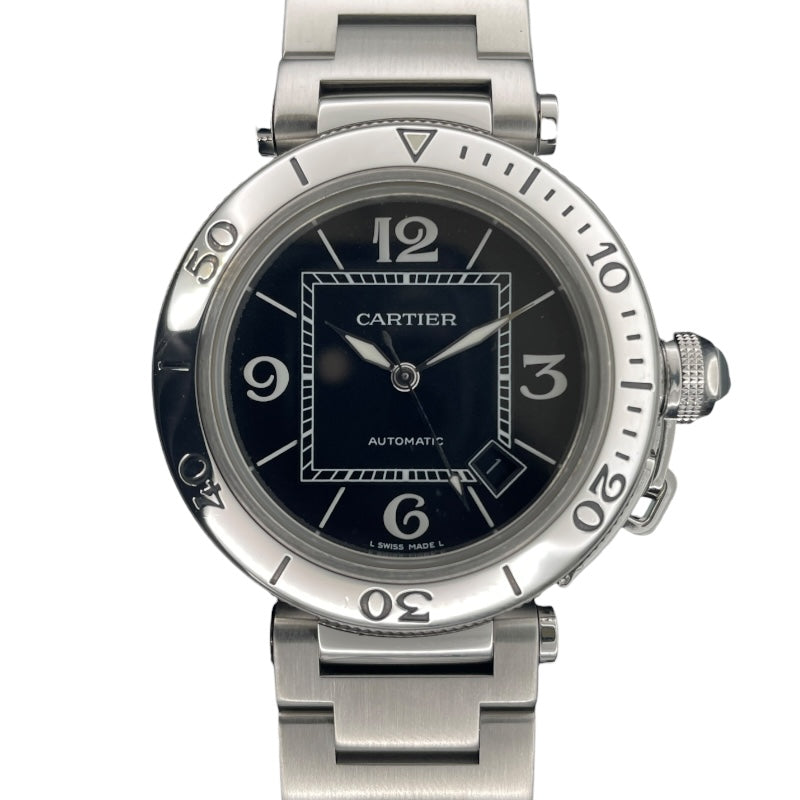 カルティエ Cartier パシャ シータイマー W31077M7 ブラック SS メンズ 腕時計