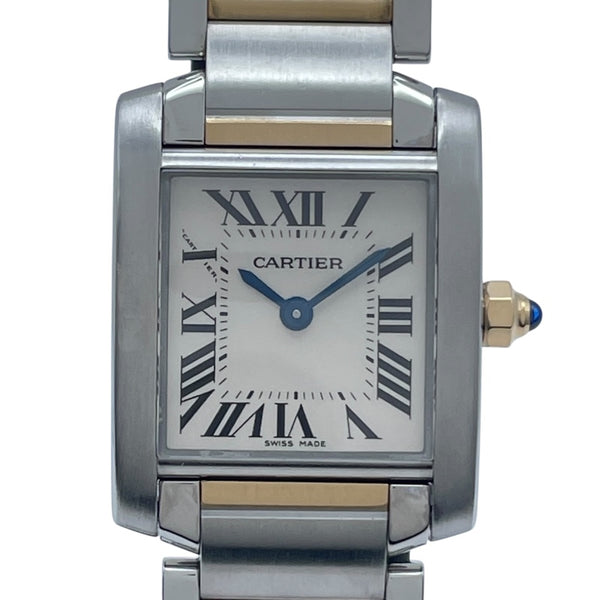 カルティエ Cartier タンク フランセーズ SM W51007Q4 ホワイト YG/SS レディース 腕時計