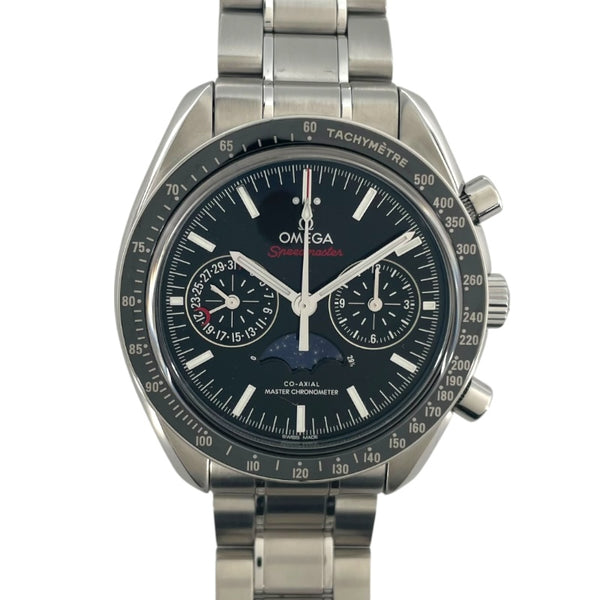 オメガ OMEGA スピードマスター ムーンフェイズ コーアクシャル マスタークロノメーター 304.30.44.52.01.001 ブラック SS メンズ 腕時計