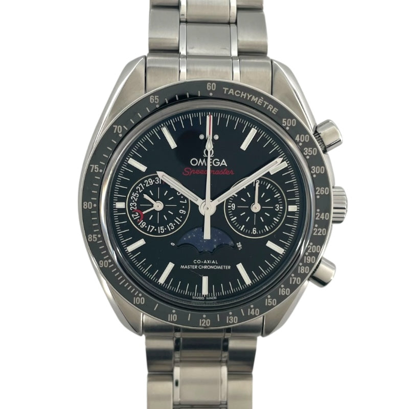 オメガ OMEGA スピードマスター ムーンフェイズ コーアクシャル マスタークロノメーター 304.30.44.52.01.001 ブラック SS メンズ 腕時計