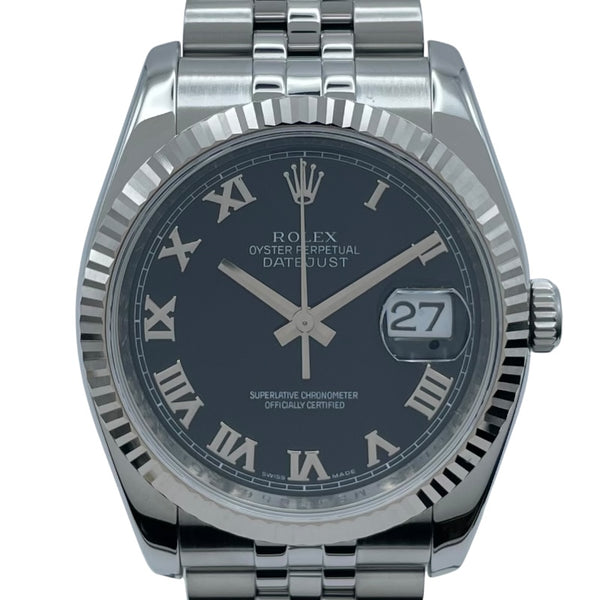 ロレックス ROLEX デイトジャスト36 116234 ブラック WG/SS ユニセックス 腕時計