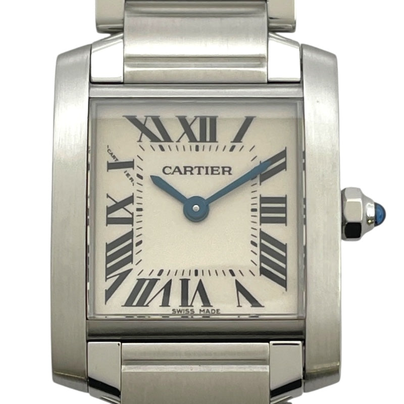 カルティエ Cartier タンクフランセーズ SM W51008Q3 アイボリー SS クオーツ レディース 腕時計