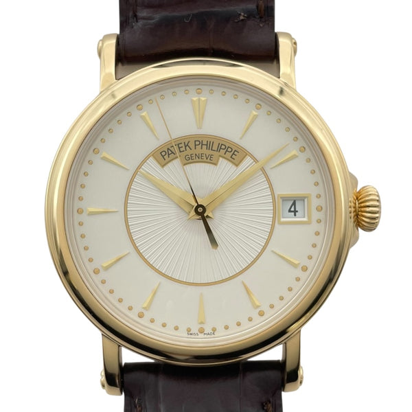 パテック・フィリップ PATEK PHILIPPE カラトラバ オフィサー 5153J-001 シルバー K18YG/革ベルト 自動巻き メンズ 腕時計
