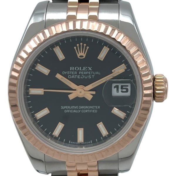 ロレックス ROLEX デイトジャスト26 179171 ブラック PG/SS 自動巻き レディース 腕時計