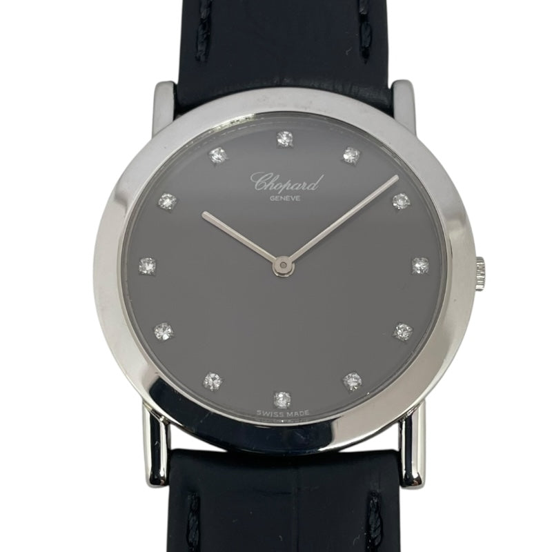 ショパール Chopard クラシック 16/93136 グレー Pt950/革ベルト（社外品） レディース 腕時計