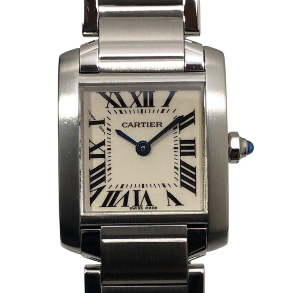 カルティエ Cartier タンクフランセーズ SM W51008Q3 アイボリー SS レディース 腕時計