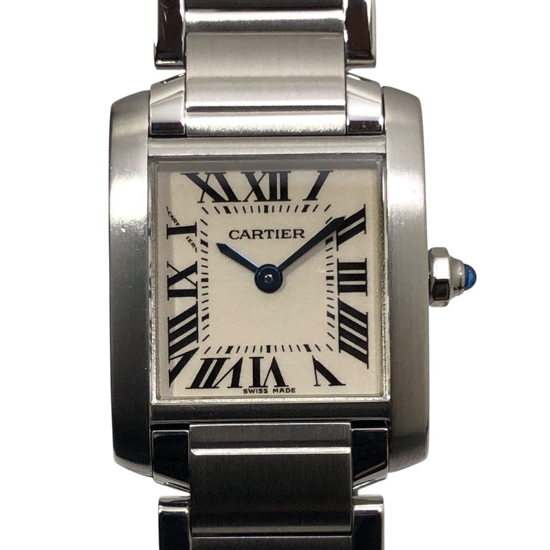 カルティエ Cartier タンクフランセーズ SM W51008Q3 アイボリー SS レディース 腕時計