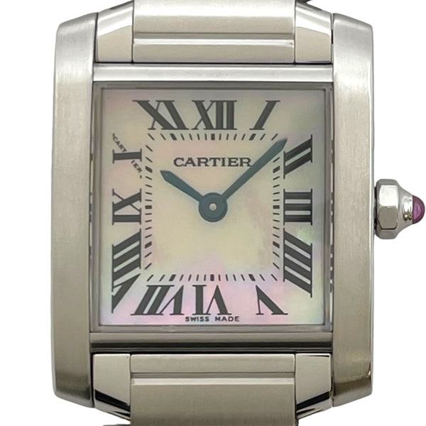 カルティエ Cartier タンク フランセーズ SM W51028Q3 ピンクシェル SS クオーツ レディース 腕時計
