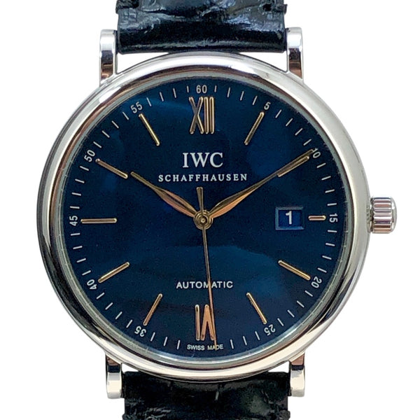 インターナショナルウォッチカンパニー IWC ポートフィノ オートマティック IW356523 ブルー SS/革ベルト（社外品） 自動巻き メンズ 腕時計