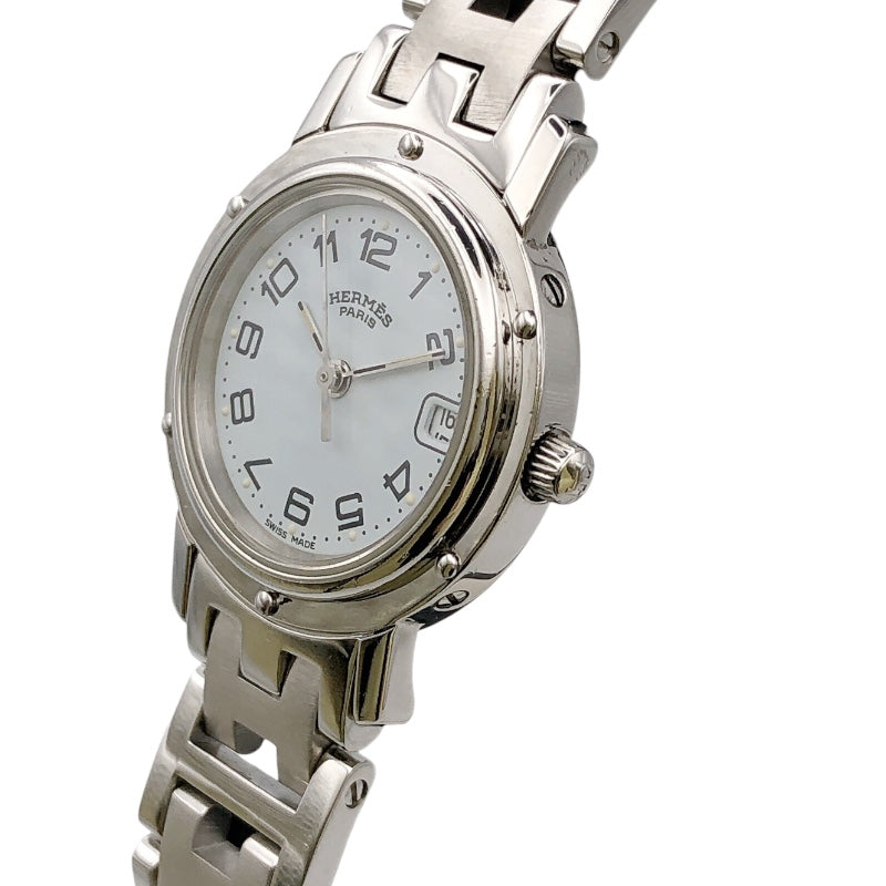 エルメス HERMES クリッパー CL4210 ホワイト ステンレススチール