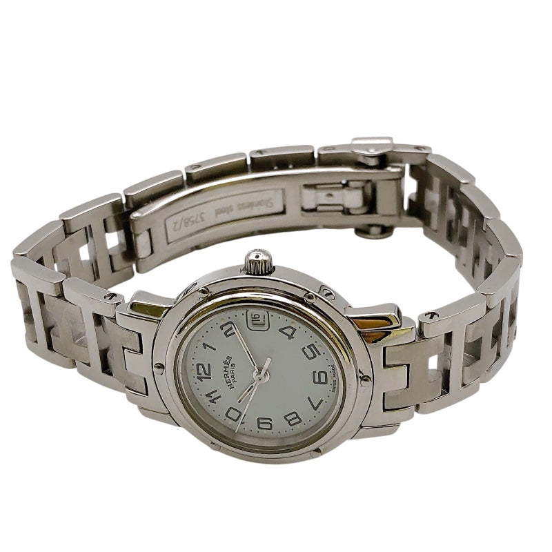 エルメス HERMES クリッパー CL4210 ホワイト ステンレススチール