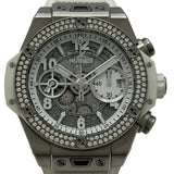 ウブロ HUBLOT ビッグバン ウニコ チタニウム ホワイトダイヤモンド 441.NE.2011.RW.1104 ホワイト チタン 自動巻き メンズ 腕時計