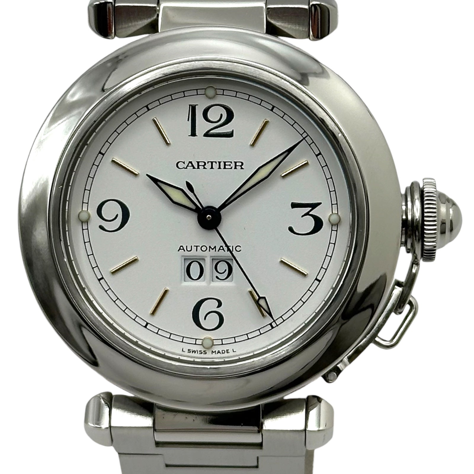 カルティエ Cartier 腕時計 パシャC ビッグデイト W31044M7 ホワイト文字盤 デイト 夜光針 SS 自動巻き 【OH済み】 【中古】 カルティエ Cartier パシャ C ビッグデイト W31044M7 ホワイト