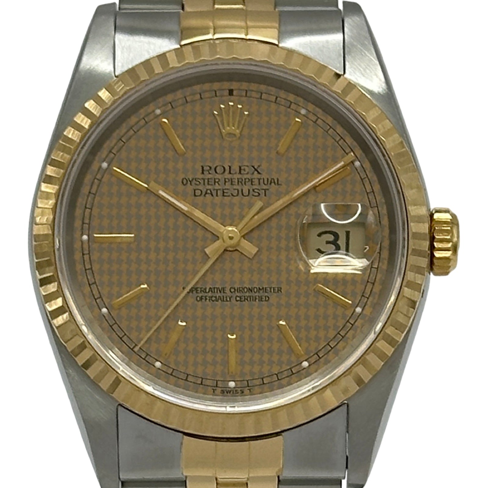 ロレックス ROLEX デイトジャスト 16233 ハウンドトゥース ゴールド/ステンレススチール 自動巻き メンズ 腕時計 ロレックス ROLEX デイトジャスト 16233 ハウンドトゥース ゴールド