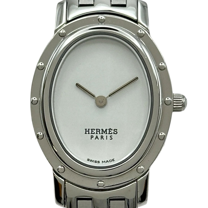 エルメス HERMES クリッパーオーバル CO1.210 ホワイト ステンレス