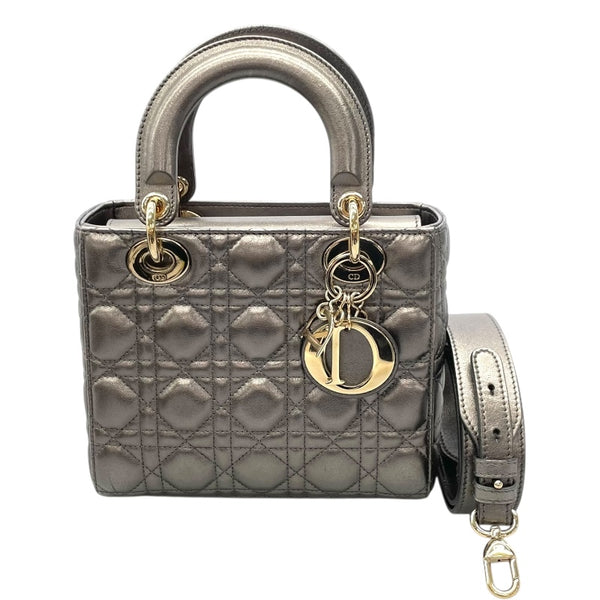 クリスチャン・ディオール Christian Dior MY ABCDIOR レディディオール スモール M0538 OWEC メタリックグレー カナージュ/ラムスキン  レディース ショルダーバッグ