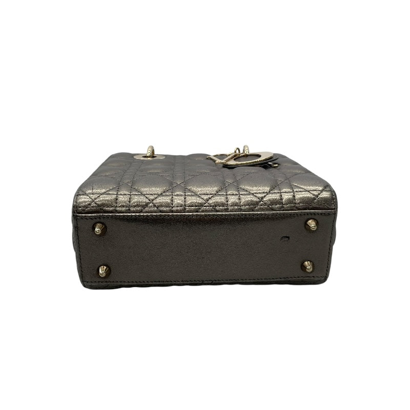 クリスチャン・ディオール Christian Dior MY ABCDIOR レディディオール スモール M0538 OWEC メタリックグレー カナージュ/ラムスキン  レディース ショルダーバッグ