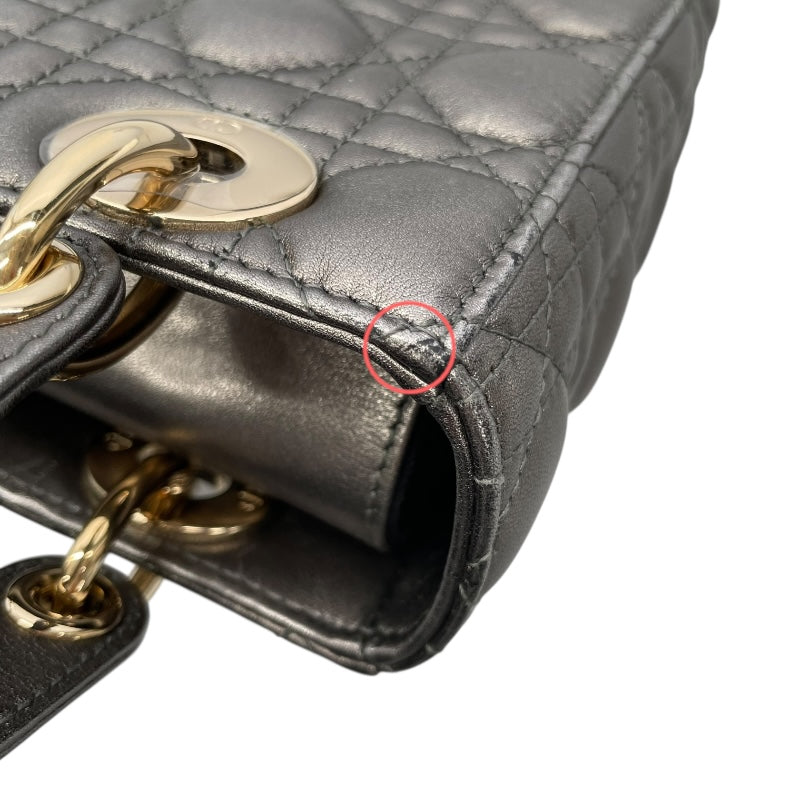 クリスチャン・ディオール Christian Dior MY ABCDIOR レディディオール スモール M0538 OWEC メタリックグレー カナージュ/ラムスキン  レディース ショルダーバッグ