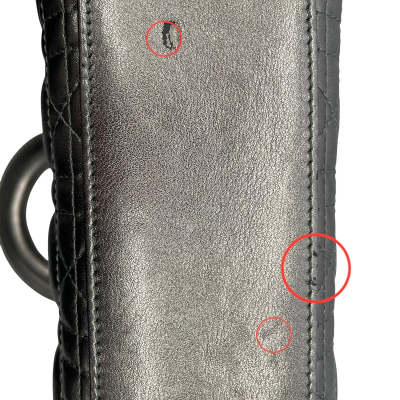クリスチャン・ディオール Christian Dior MY ABCDIOR レディディオール スモール M0538 OWEC メタリックグレー カナージュ/ラムスキン  レディース ショルダーバッグ