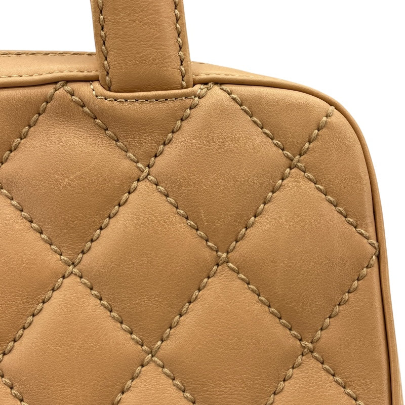 シャネル CHANEL ワイルドステッチハンドバッグ ベージュ　ゴールド金具 レザー レディース ハンドバッグ