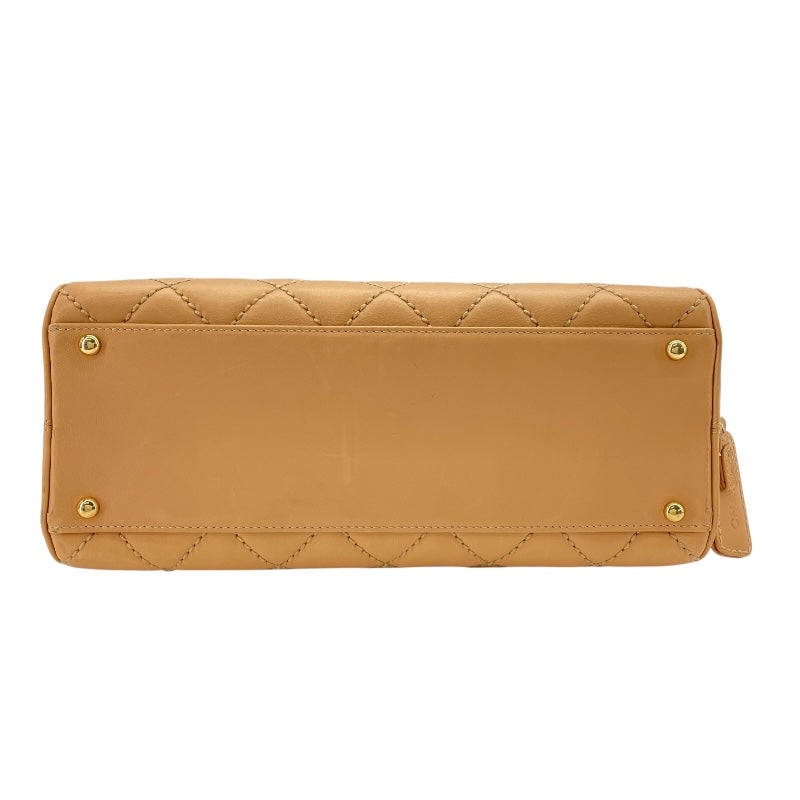 シャネル CHANEL ワイルドステッチハンドバッグ ベージュ　ゴールド金具 レザー レディース ハンドバッグ