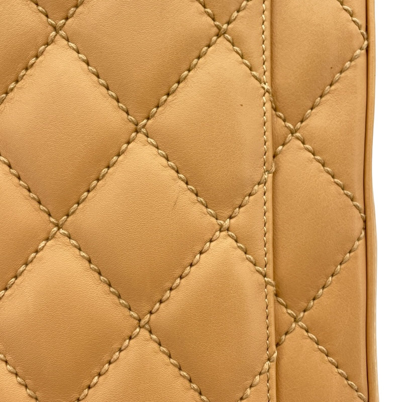 シャネル CHANEL ワイルドステッチハンドバッグ ベージュ　ゴールド金具 レザー レディース ハンドバッグ