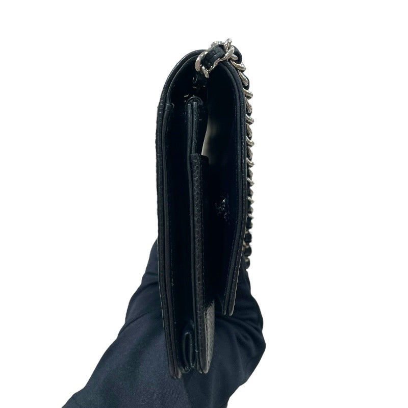 シャネル CHANEL ココマークチェーンウォレット ブラック/シルバー キャビアスキン レディース ショルダーバッグ