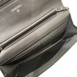 シャネル CHANEL ココマークチェーンウォレット ブラック/シルバー キャビアスキン レディース ショルダーバッグ